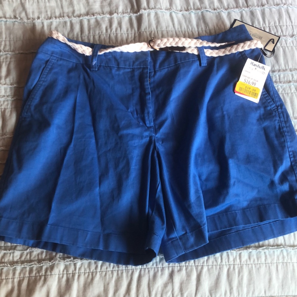 Cobalt blue shorts with belt